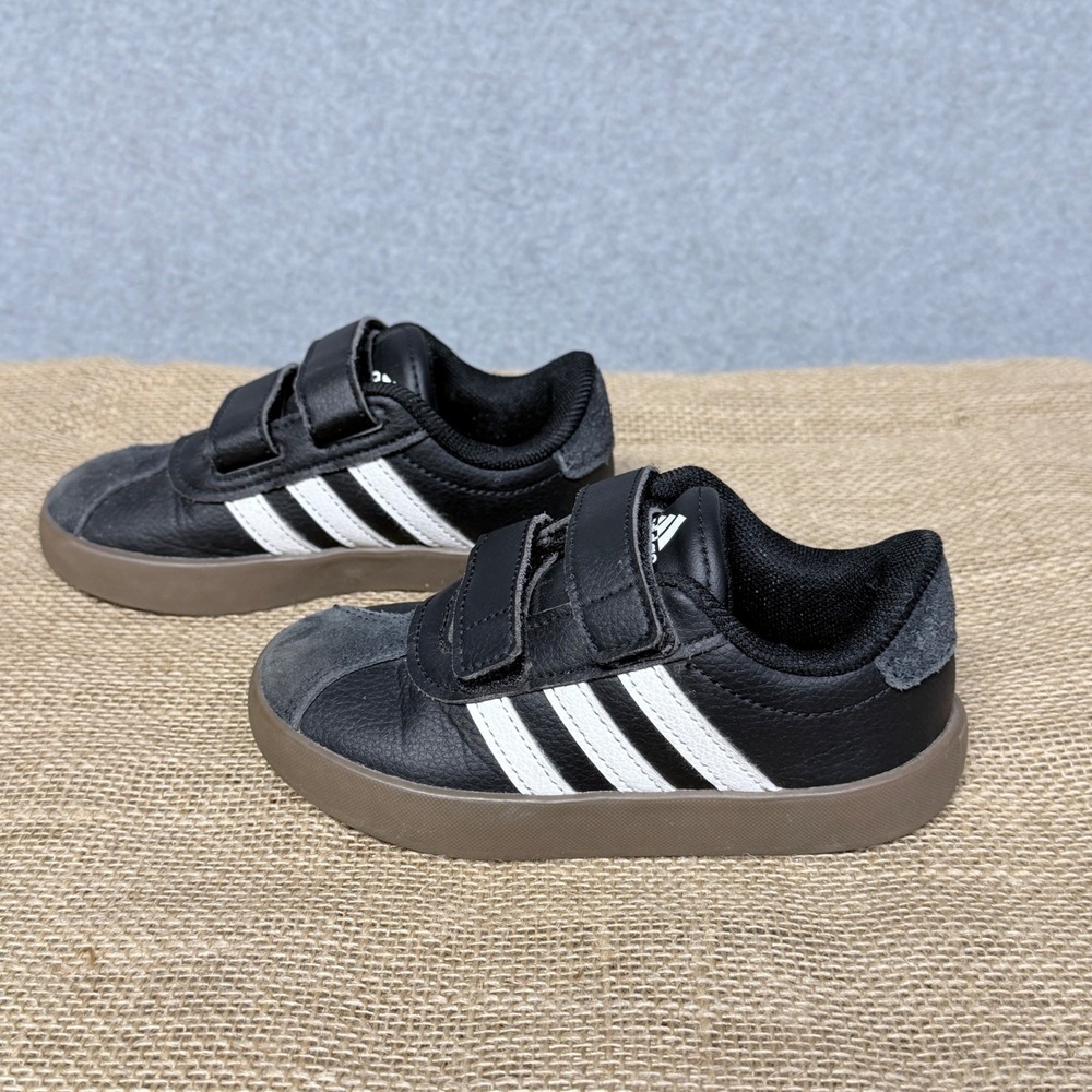 Adidas VL Court 3.0 Toddler Kids Sneakers Black White Gum Size 8K streewear punk